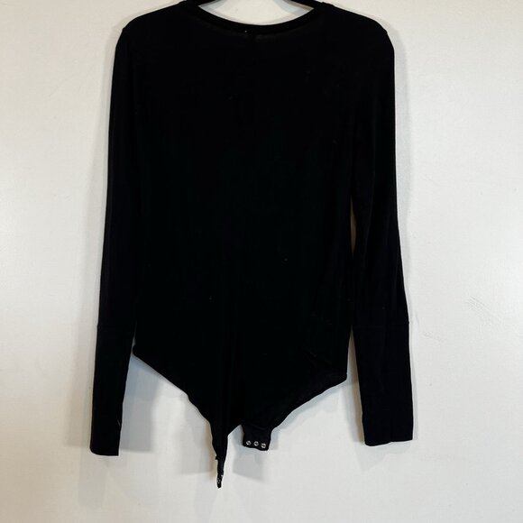 Free People Intimates Scoop Neck Long Sleeve Black Body Suit L - Picture 9 of 9
